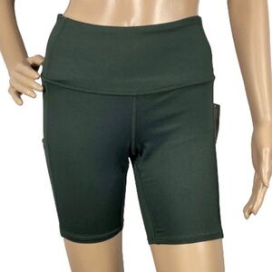 NEW Z BY ZELLA GREEN HIGH-WAISTED BIKER SHORTS
